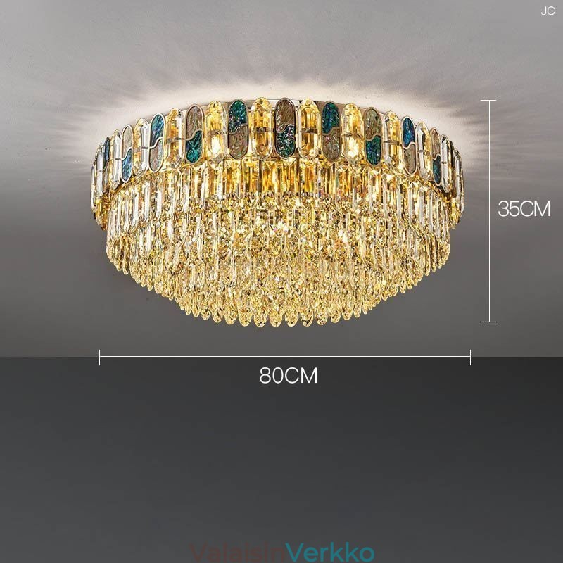 Crystal Flush Mount Pyöreä Crystal Decoration Katto Light Crystal Shell lampunvarjostin