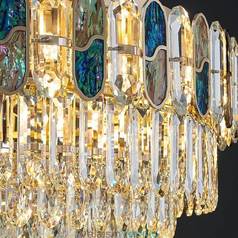 Crystal Flush Mount Pyöreä Crystal Decoration Katto Light Crystal Shell lampunvarjostin