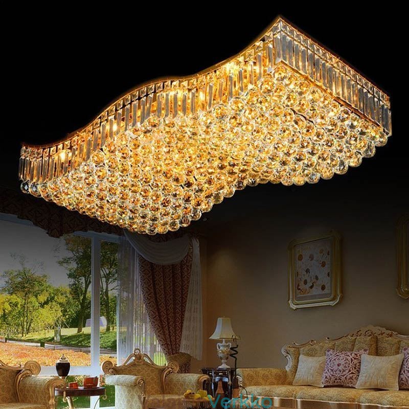 Eurooppalainen Crystal Flush Mount suorakaiteen kattokruunu