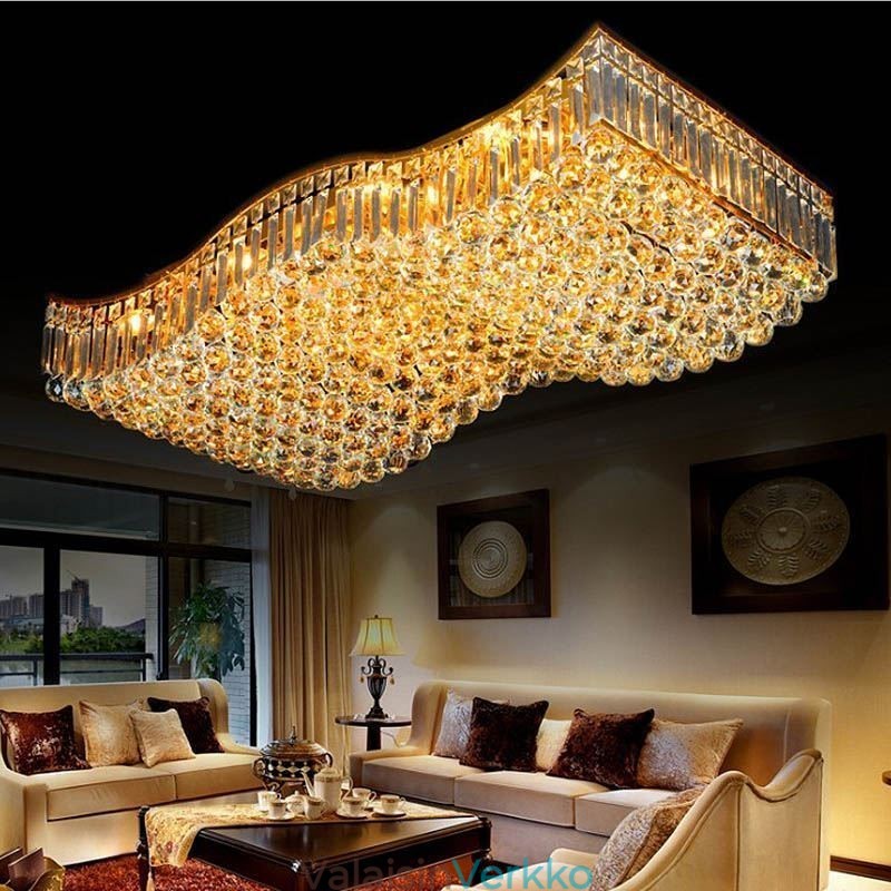 Eurooppalainen Crystal Flush Mount suorakaiteen kattokruunu
