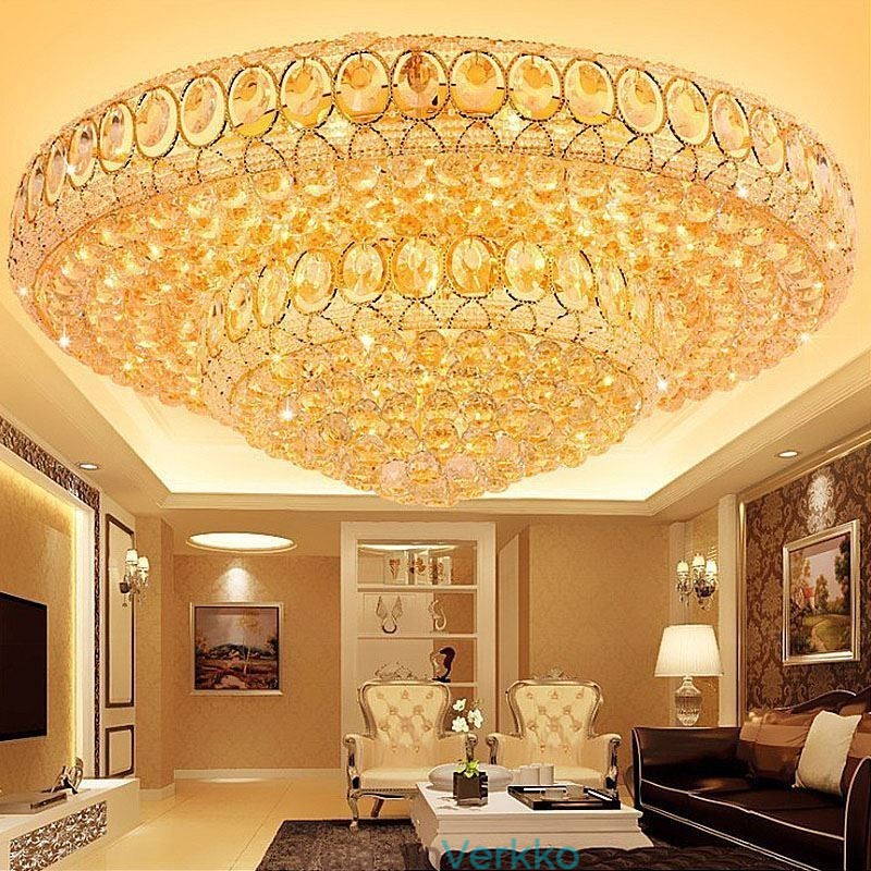 Ylellinen Crystal Ceiling Light eurooppalainen pyöreä uppoasennettava valaistus