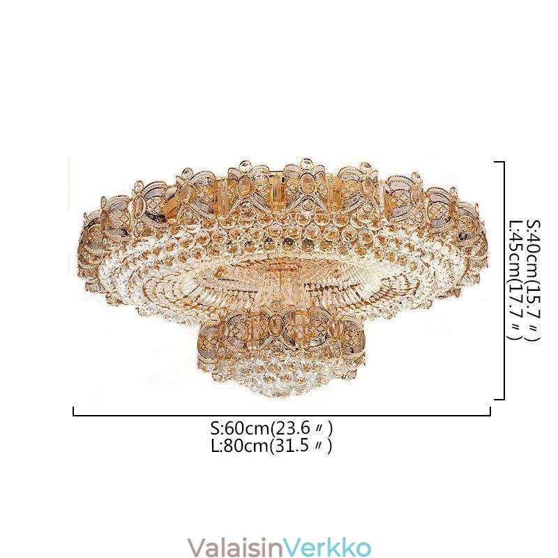 Moderni kultainen kristallikattovalo, pyöreä upotettava valaistus