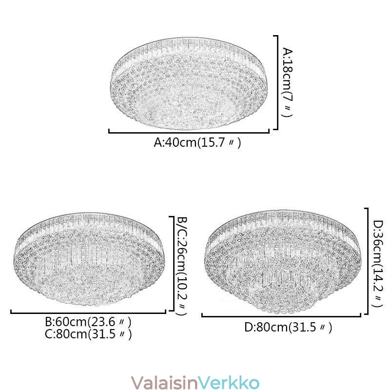Uppoasennus kristallikatottovalaisin eurooppalainen pyöreä valaistus