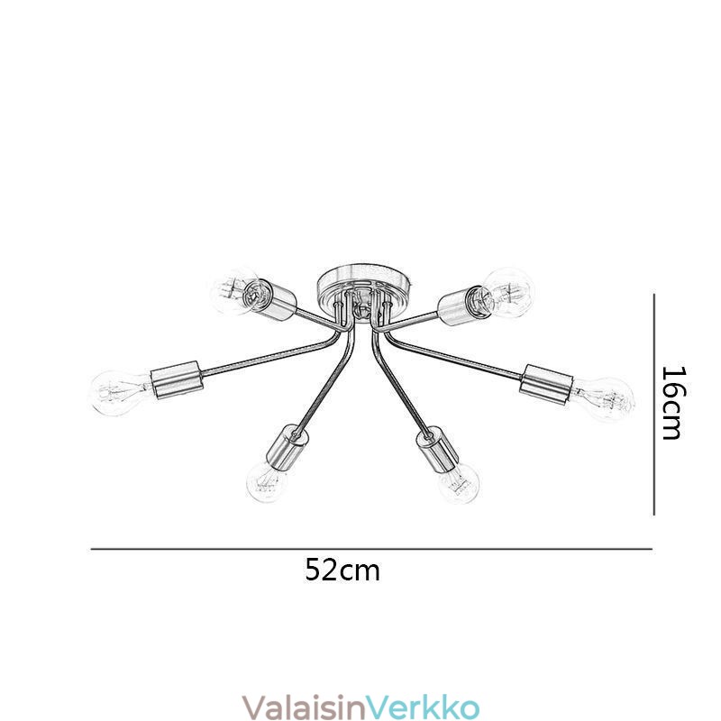 Sputnik Kattokruunu 6 Kevyt Puolitasoinen kattovalaisin