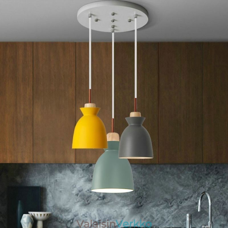 Nordic Simple Macaron riippuvalaisin Iron Arti Three Lights