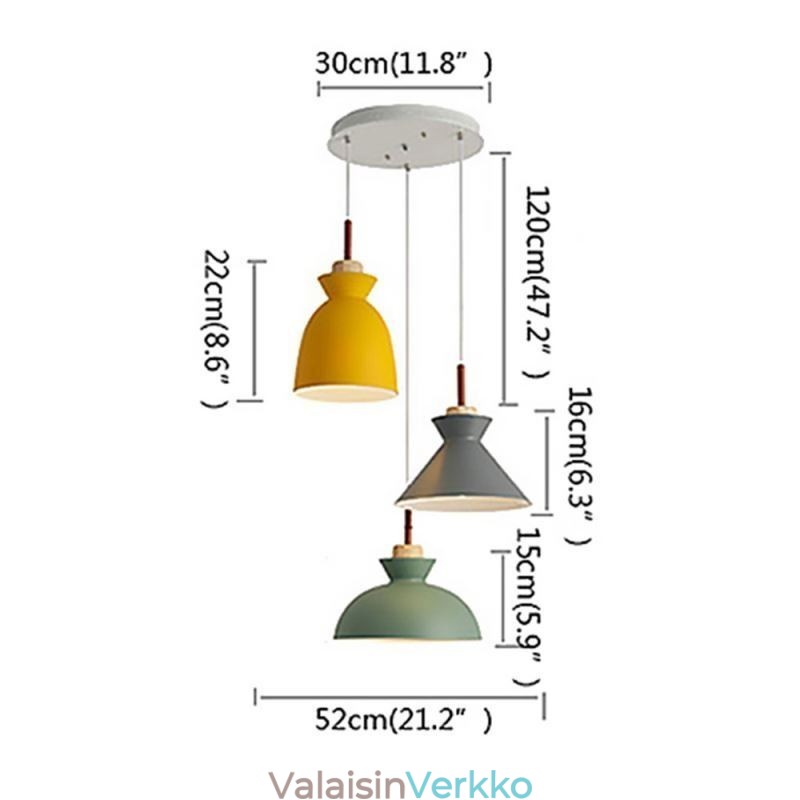 Macaron-riippuvalaisin Nordic Simple Iron Arti Three -valaisin