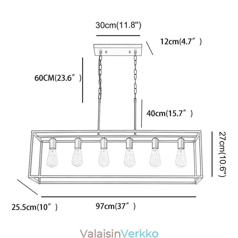 Maalaistalo riippuvalaisin Island Riippuvat valot 6 valoa