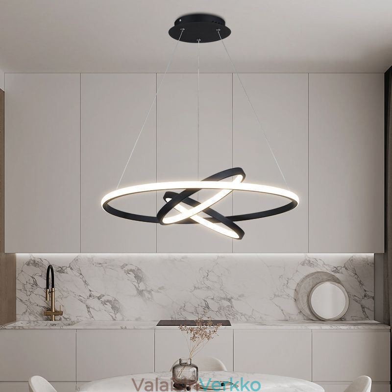 Moderni kattokruunu himmennettävä 3-renkainen riippuvalaistus