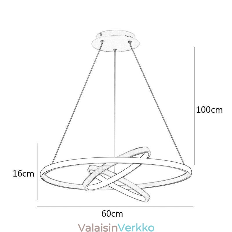 Moderni kattokruunu himmennettävä 3-renkainen riippuvalaistus