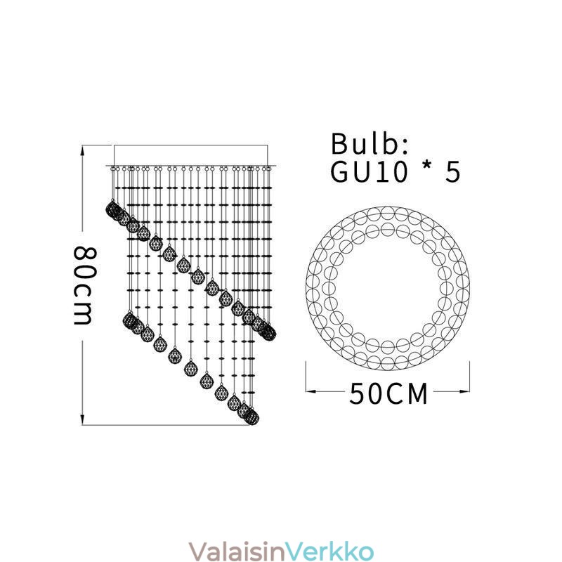 Moderni kristallikruunu pyöreä sadepisara kattovalaisin