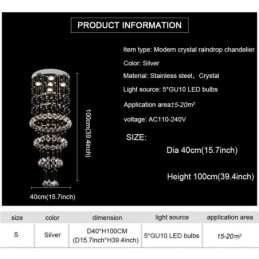 Crystal Chandelier Contemporary elegantti kattovalaisin Duplex Stair