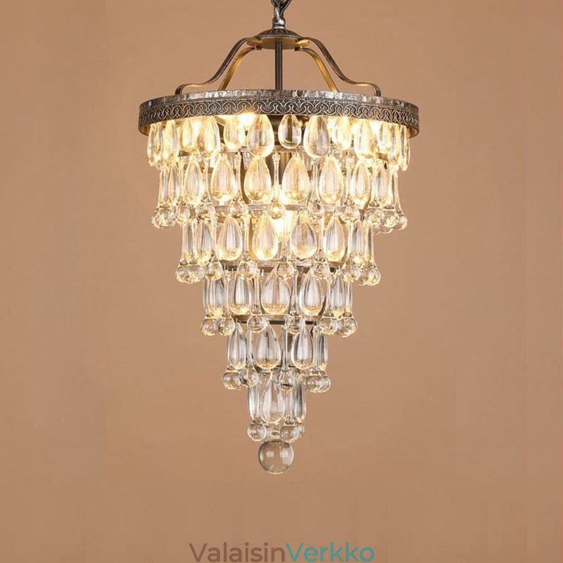 American Crystal Ceiling Light Country Retro Pyöreä riippuvalaisin
