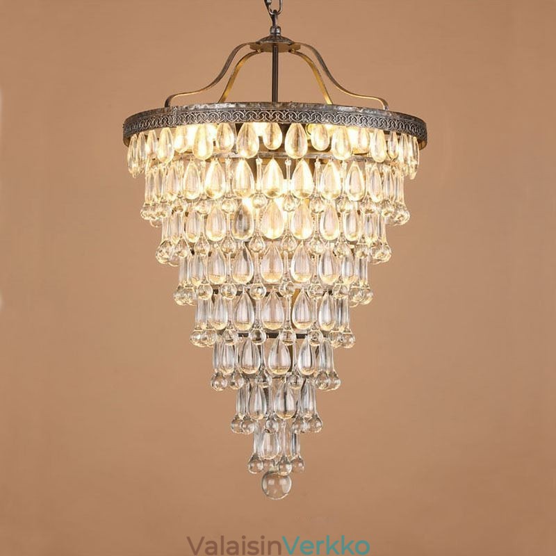 American Crystal Ceiling Light Country Retro Pyöreä riippuvalaisin