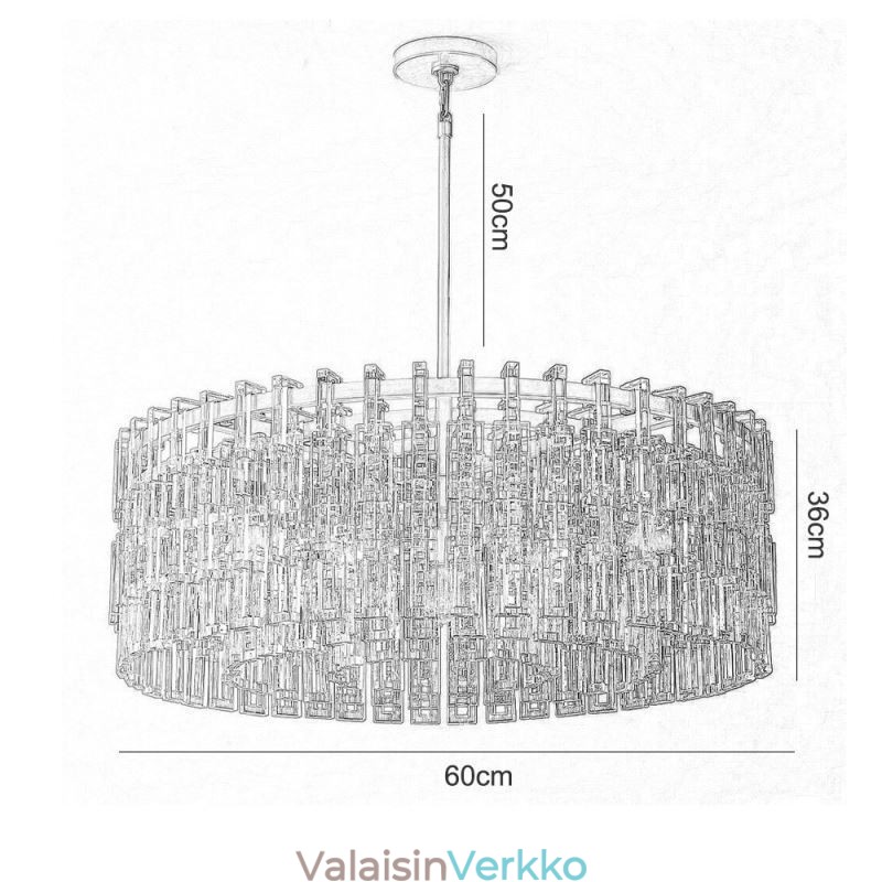 Amerikkalainen kattovalaisin Ylellinen kristalliriippuvalaisin 60cm