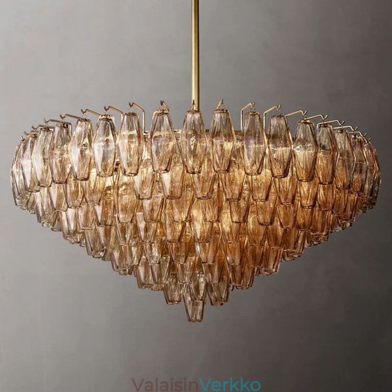 Amerikkalainen kattovalaisin lasikattovalaisin ruskea läpinäkyvä 90cm 14 valoa