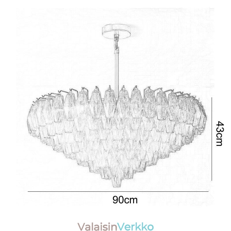Amerikkalainen kattovalaisin lasikattovalaisin ruskea läpinäkyvä 90cm 14 valoa