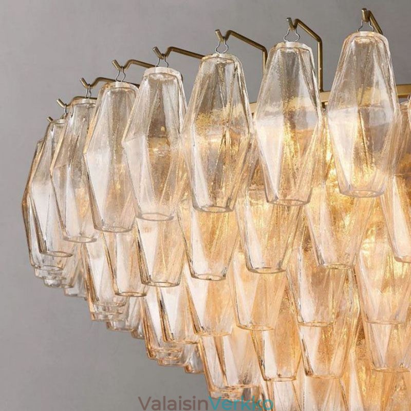 Amerikkalainen kattovalaisin lasikattovalaisin ruskea läpinäkyvä 90cm 14 valoa