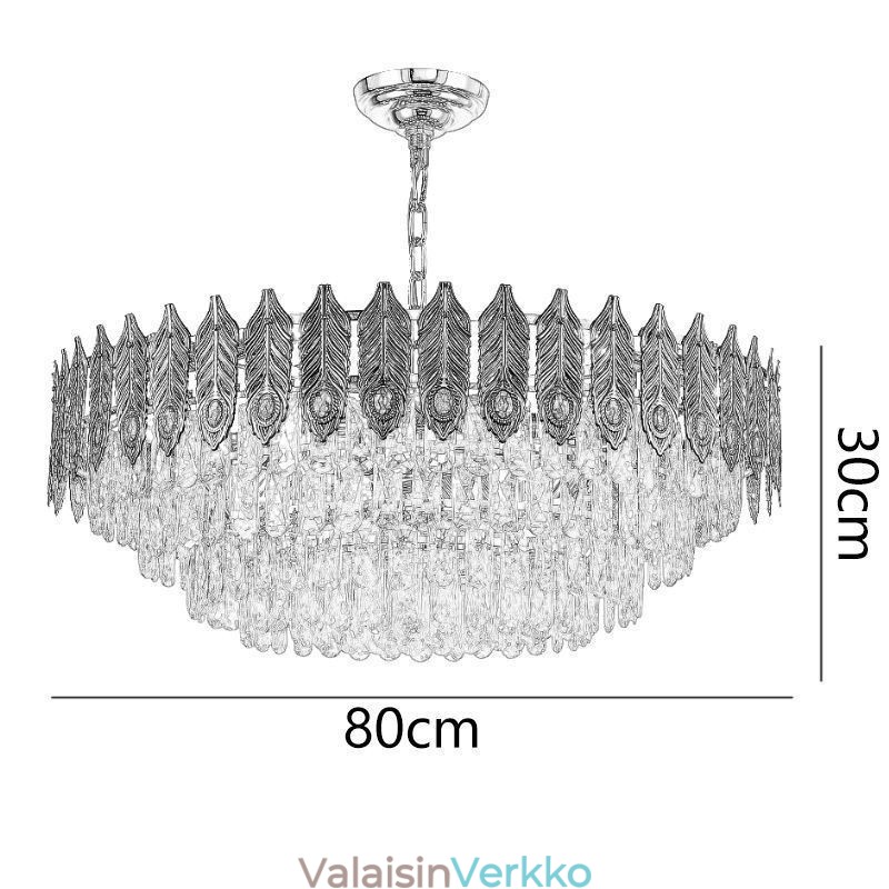 Kultainen sulka kristalliriippuvalaisin Duplex koristeellinen kattovalaisin