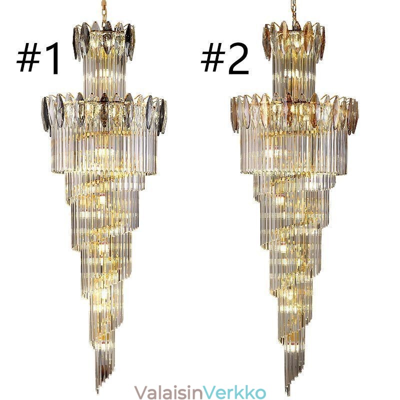 Kristalliriippuvalaisin Duplex kartiomainen koristeellinen kattovalaisin 70cm