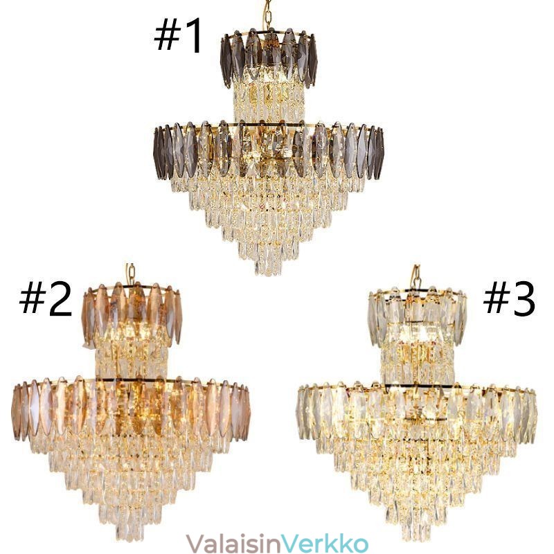 Kapeneva kristalliriippuvalaisin Duplex koristeellinen kattovalaisin 80cm
