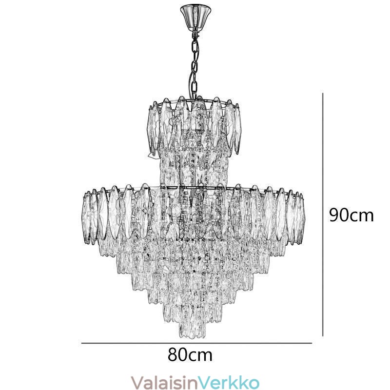 Kapeneva kristalliriippuvalaisin Duplex koristeellinen kattovalaisin 80cm