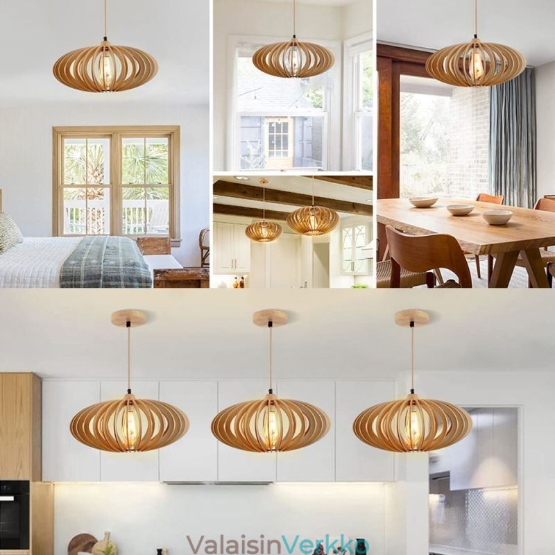 Hirsi Basswood kattovalaisin 17cm soikea puinen lampunvarjostin