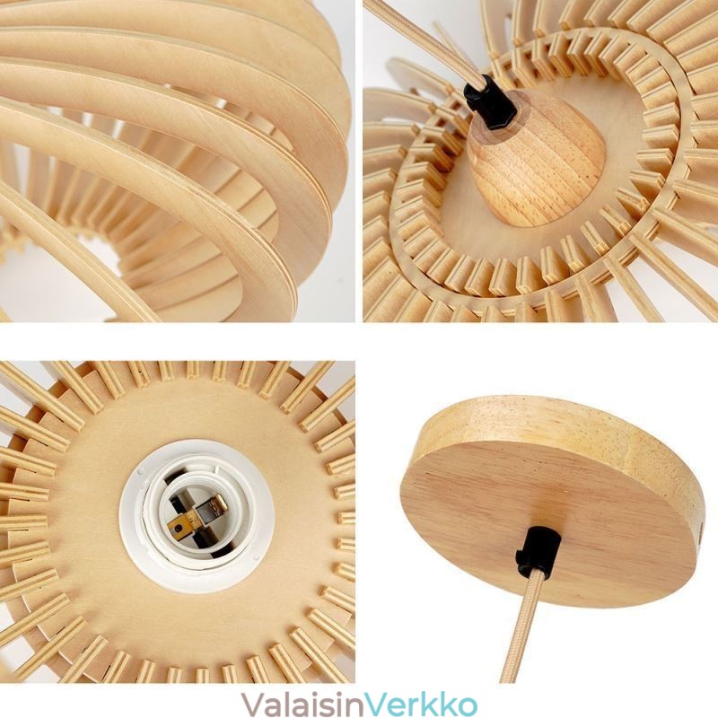 Hirsi Basswood kattovalaisin 17cm soikea puinen lampunvarjostin