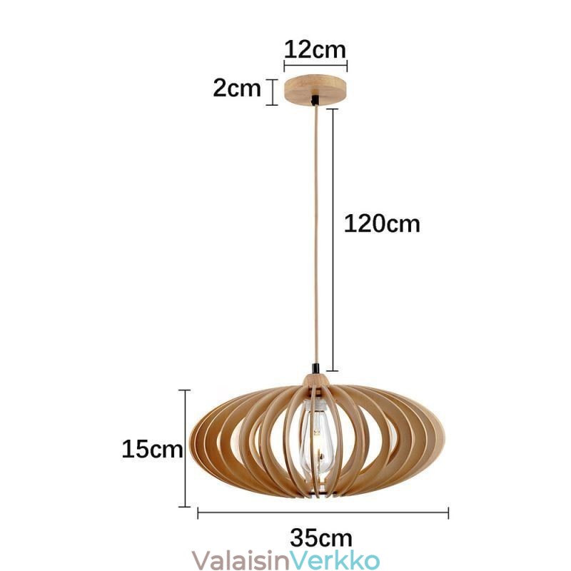 Hirsi Basswood kattovalaisin 17cm soikea puinen lampunvarjostin