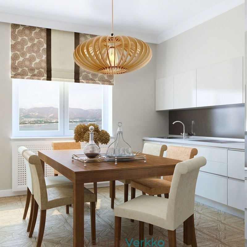 Hirsi Basswood kattovalaisin 17cm soikea puinen lampunvarjostin