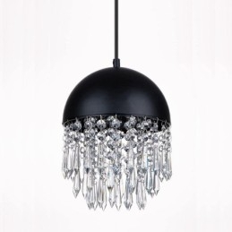 Crystal Pendant Tupsu Katto Light Black Pot Kannen lampunvarjostin
