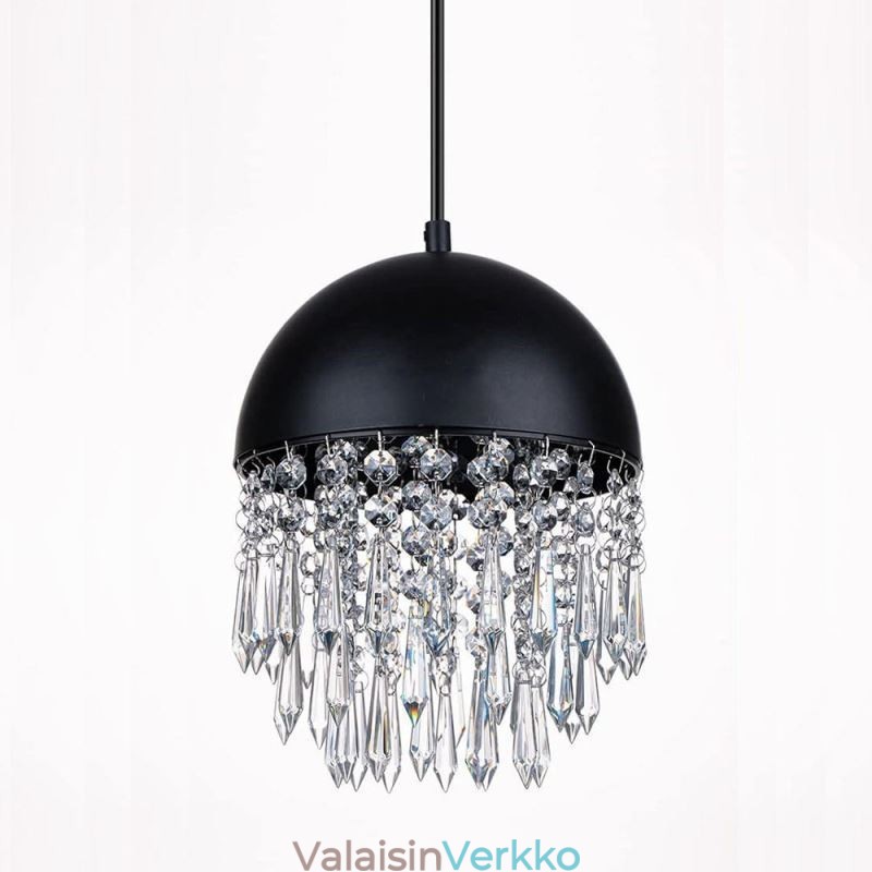 Crystal Pendant Tupsu Katto Light Black Pot Kannen lampunvarjostin
