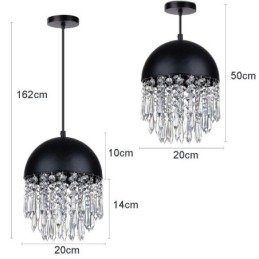 Crystal Pendant Tupsu Katto Light Black Pot Kannen lampunvarjostin
