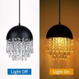 Crystal Pendant Tupsu Katto Light Black Pot Kannen lampunvarjostin