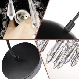 Crystal Pendant Tupsu Katto Light Black Pot Kannen lampunvarjostin