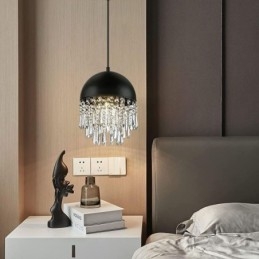 Crystal Pendant Tupsu Katto Light Black Pot Kannen lampunvarjostin