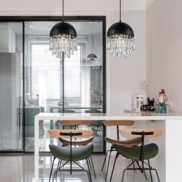 Crystal Pendant Tupsu Katto Light Black Pot Kannen lampunvarjostin