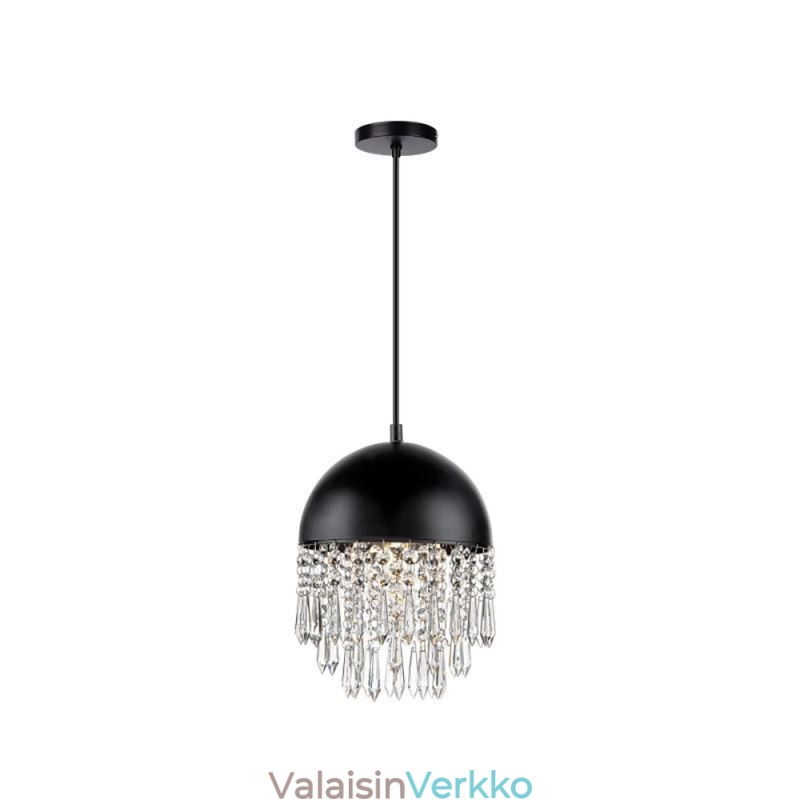 Crystal Pendant Tupsu Katto Light Black Pot Kannen lampunvarjostin