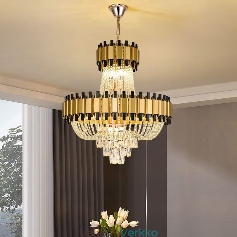 Crystal Pendant Light Gold Ylellinen koristeellinen kattovalaisin