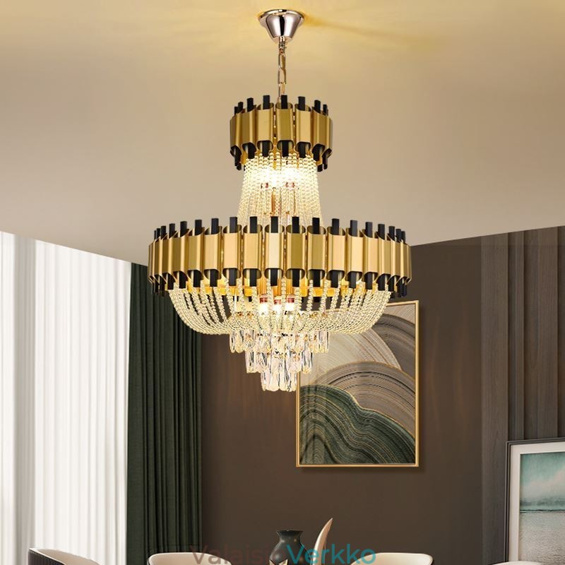 Crystal Pendant Light Gold Ylellinen koristeellinen kattovalaisin