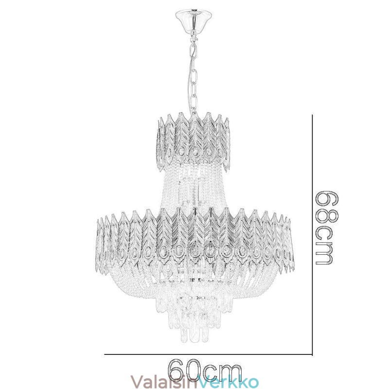 Kristalliriippuvalaisin Ylellinen koristeellinen kattovalaisin 60cm