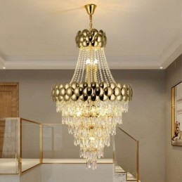 Kristalliriippuvalaisin Galvanoitu kultainen Duplex Luxury koristeellinen kattovalaisin 80cm