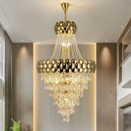 Kristalliriippuvalaisin Galvanoitu kultainen Duplex Luxury koristeellinen kattovalaisin 80cm