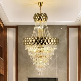 Kristalliriippuvalaisin Galvanoitu kultainen Duplex Luxury koristeellinen kattovalaisin 80cm