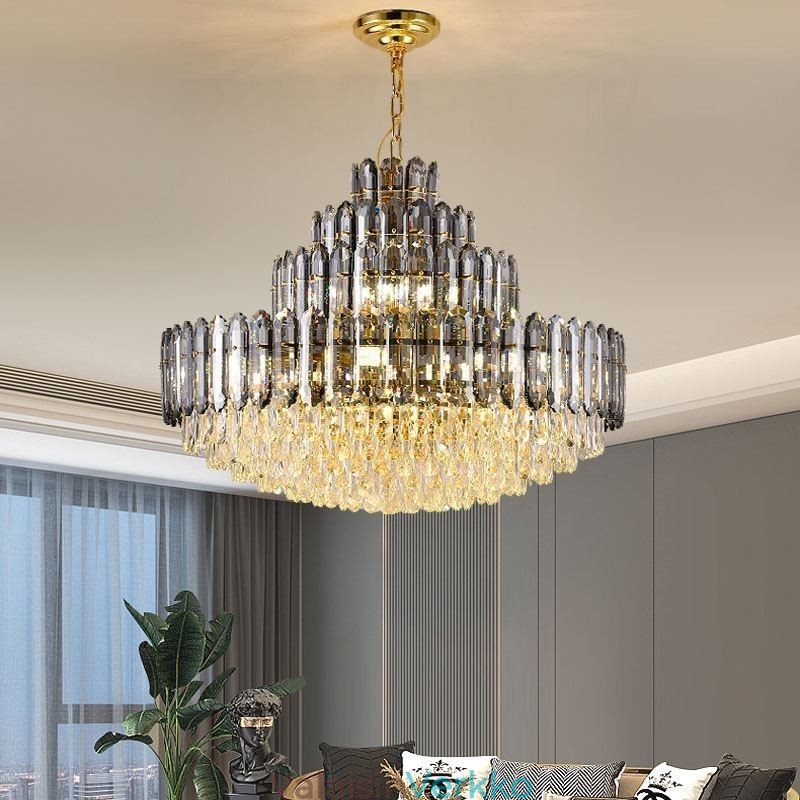 Crystal-riippuvalaisin neljä kerrosta Ylellinen koristeellinen kattovalaisin 80cm