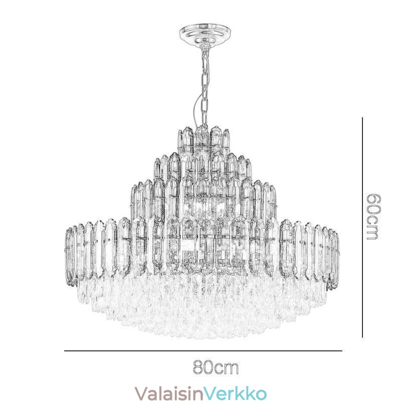 Crystal-riippuvalaisin neljä kerrosta Ylellinen koristeellinen kattovalaisin 80cm
