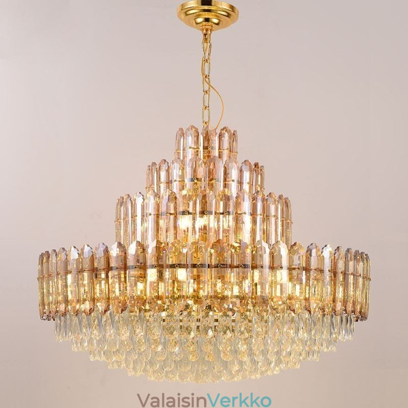 Crystal-riippuvalaisin neljä kerrosta Ylellinen koristeellinen kattovalaisin 80cm