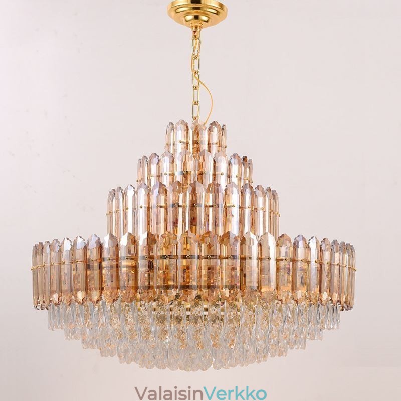 Crystal-riippuvalaisin neljä kerrosta Ylellinen koristeellinen kattovalaisin 80cm