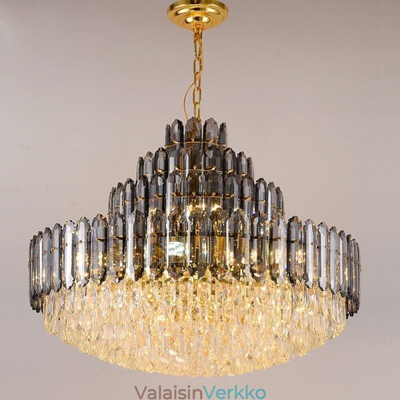 Crystal-riippuvalaisin neljä kerrosta Ylellinen koristeellinen kattovalaisin 80cm