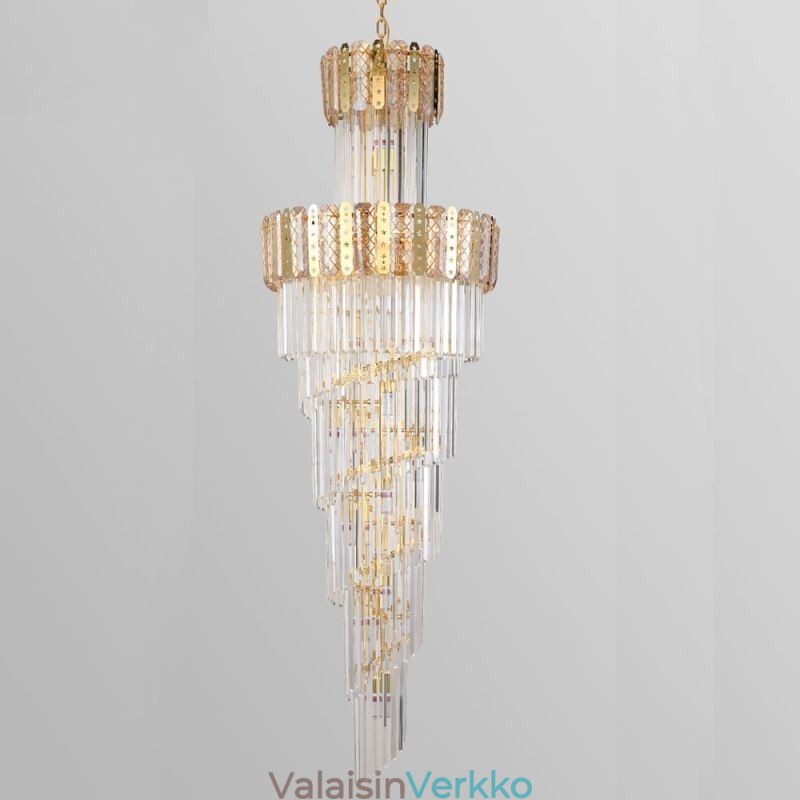 Kultainen kristalliriippuvalaisin Ylellinen koristeellinen kattovalaisin 60*H180cm