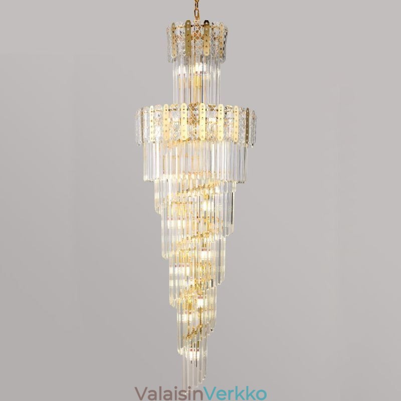 Kultainen kristalliriippuvalaisin Ylellinen koristeellinen kattovalaisin 60*H180cm